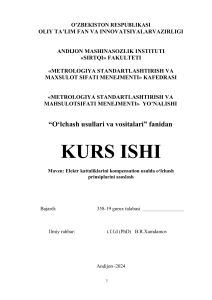 Elektr kattaliklarini kompensation usulda oʻlchash prinsiplarini asoslash