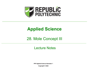 28. Mole Concept III (Lecture Notes - Students)
