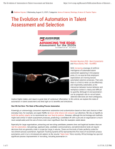 The Evolution of Automation in Talent Assessment and Selection