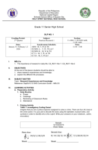 Practical Research 1 Lesson Plan: Research Experiences & Knowledge