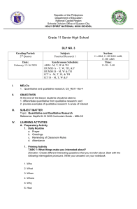 Practical Research 1 Lesson Plan: Quantitative & Qualitative Methods