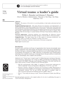 Virtual Teams a leaders guide