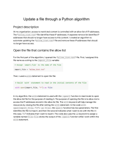 Exemplar - Update a file through a Python algorithm