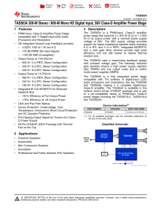 TAS5634 300W/600W Class-D Amplifier Datasheet