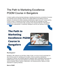 The Path to Marketing Excellence: PGDM Course in Bangalore