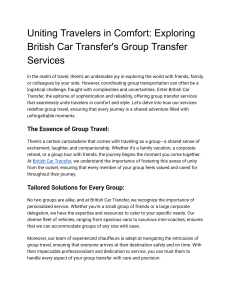 Uniting Travelers in Comfort: Exploring British Car Transfer's Group Transfer Services