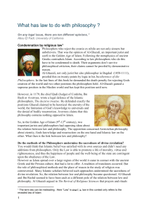 The link between law and philosophy  Arabic Philosophy, Averroes