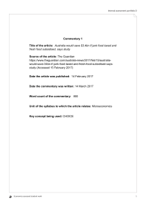 Australia Food Tax Analysis: Microeconomics Portfolio