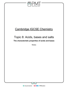 8.1. The characteristic properties of acids and bases