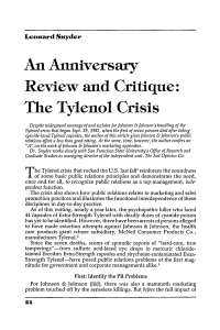 An Anniversary Review and critique: The tylenol crisis