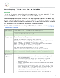 05-31 Learning Log Template  Think about data in daily life