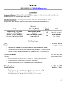 Part time CV template