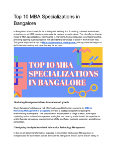 Top 10 MBA Specializations in Bangalore