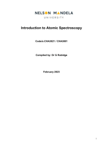 NOTES Atomic Spectroscopy Theory A3 spec module 2022