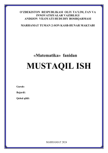 Matematika fanidan mustaqil ish