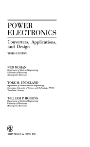 Power Electronics Converters, Applications, and Design, Third edition