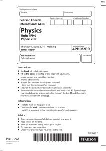 June 2014 (R) QP - Paper 2P Edexcel Physics IGCSE