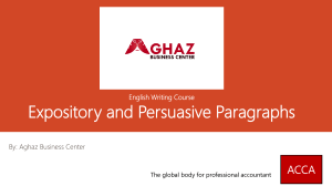 Expository & Persuasive paragraph - W6