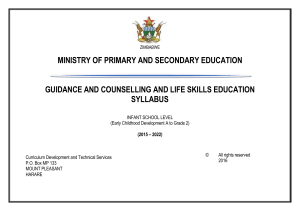 Infant Guidance and Counselling  and Life Skills Education syllabus