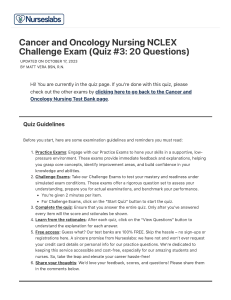Cancer and Oncology Nursing NCLEX Challenge Exam (Quiz #3  20 Questions) - Nurseslabs
