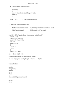Dasturlash Test Savollari