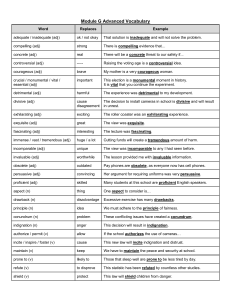 Vocabulary for module G