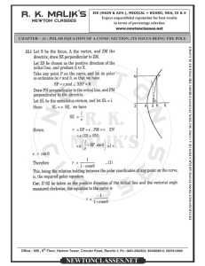 13. Polar Equation of a conic Section, its focus being the pole