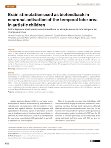 brain stimulation used as biofeedback in neuronal activation of the temporal lobe area in autistic children