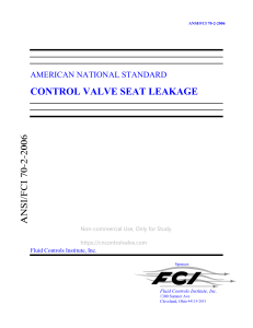 Control Valve Seat Leakage Standard ANSI/FCI 70-2-2006