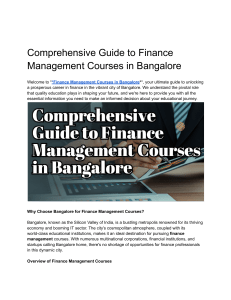  Comprehensive Guide to Finance Management Courses in Bangalore