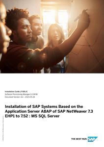 SAP System Installation Guide: NetWeaver 7.3-7.52, MS SQL