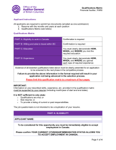 Financial Auditor Qualifications Matrix