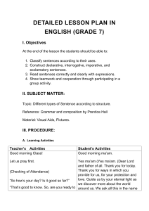 DETAILED LESSON PLAN IN ENGLISH GRADE 7