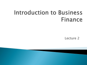 Introduction to Business Finance lecture 2