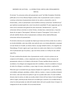 REPORTE DE LECTURA – LA ESTRUCTURA MITICA DEL PENSAMIENTO SOCIAL