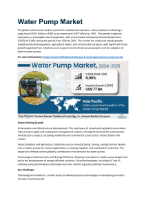 Water Pump Market Market Volume, Analysis, Future Prediction, Overview and Forecast 2031