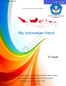 Indonesian Textbook C1: Activity Proposals & Grammar