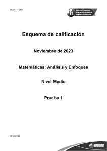 Mathematics analysis and approaches paper 1  SL markscheme Spanish