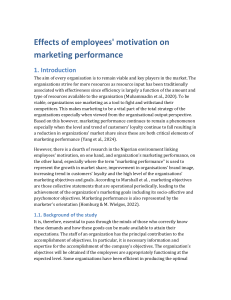 Effects of employees' motivation on marketing performance