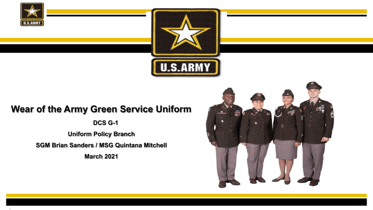 Army Green Service Uniform Wear Policy