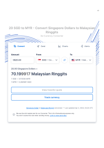 20 SGD to MYR - Singapore Dollars to Malaysian Ringgits Exchange Rate