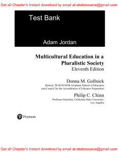 Test Bank For Multicultural Education in a Pluralistic Society 11th Edition Donna Gollnick, Philip Chinn