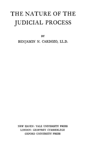 (1921) The Nature of the Judicial Process (Cadozo)