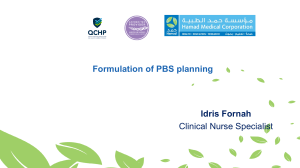 Formulation of PBS Plans