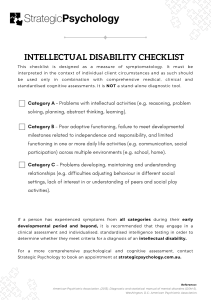 Intellectual Disability Checklist