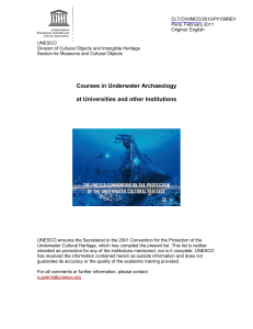 Courses in Underwater Archaeology at Universities and Other Institutions