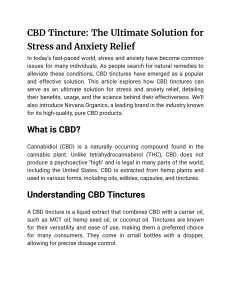 CBD Tincture  The Ultimate Solution for Stress and Anxiety Relief