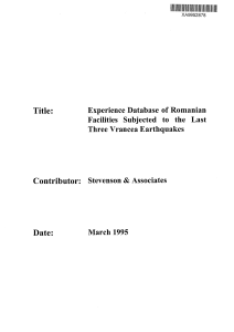 Probabilistic hazard analysis of the Vrancea earthquakes (Lungu, Moldoveanu, 1995)