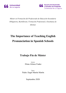 The Importance of Teaching English Pronunciation in Spanish Schools