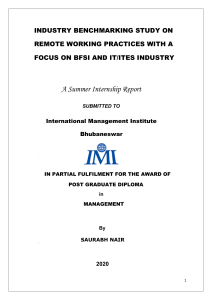 SIP Report - Saurabh Nair, PGDM 2019-21